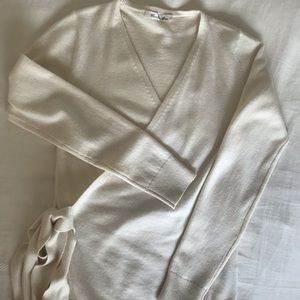 Cream cashmere wrap sweater S/P